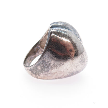 925 Sterling Silver Vintage Modernist Coffee Bean Oxidized Ring Size 6.25