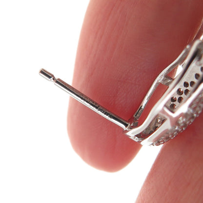 925 Sterling Silver Tapered Baguette & Round-Cut C Z Dangle Earrings