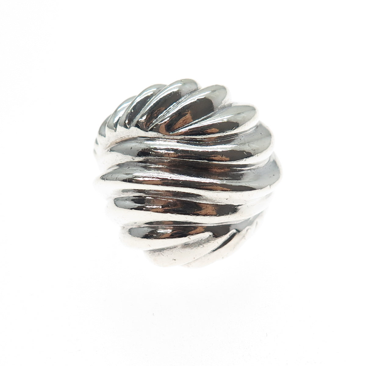 925 Sterling Silver Vintage Modernist Ribbed Dome Ring Size 8.5