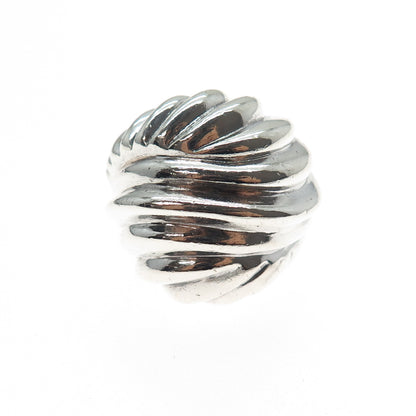 925 Sterling Silver Vintage Modernist Ribbed Dome Ring Size 8.5