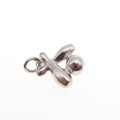 WELLS 925 Sterling Silver Vintage Bowling Pins & Ball Mini Charm Pendant