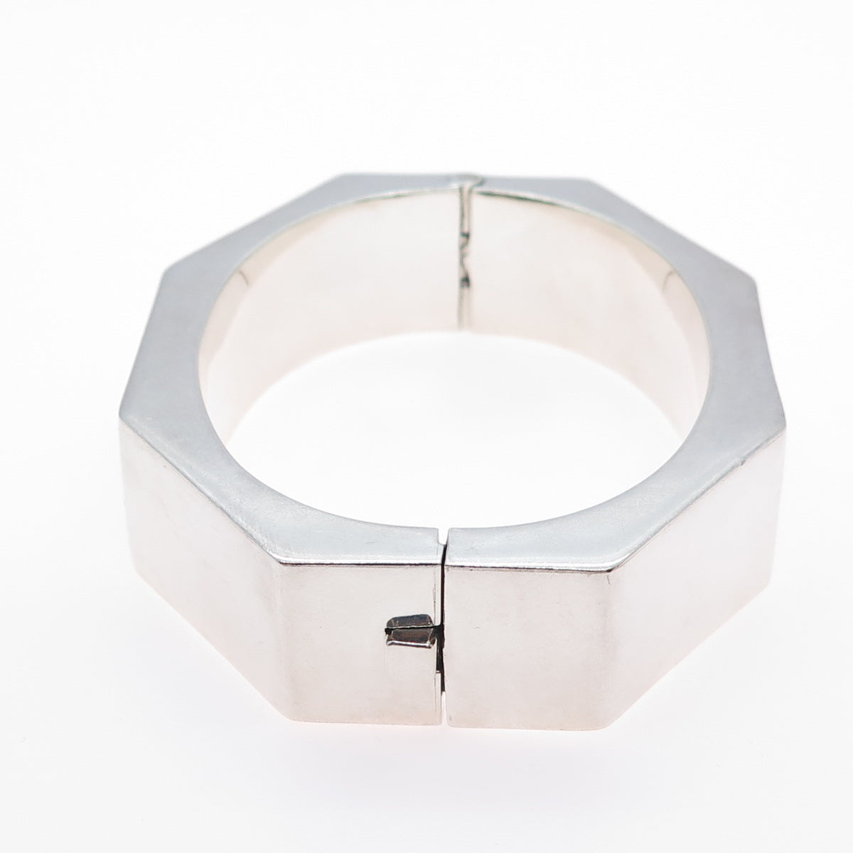 925 Sterling Silver Vintage Mexico Heavy 75.7g Octagon Bangle Bracelet 7.25"