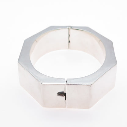 925 Sterling Silver Vintage Mexico Heavy 75.7g Octagon Bangle Bracelet 7.25"