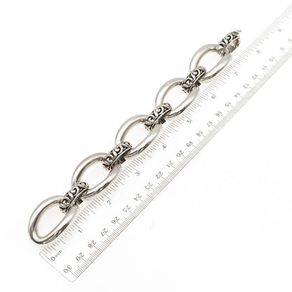 Charles Krypell 925 Sterling Silver Vintage Ivy Oval Link Oxidized Bracelet 7"
