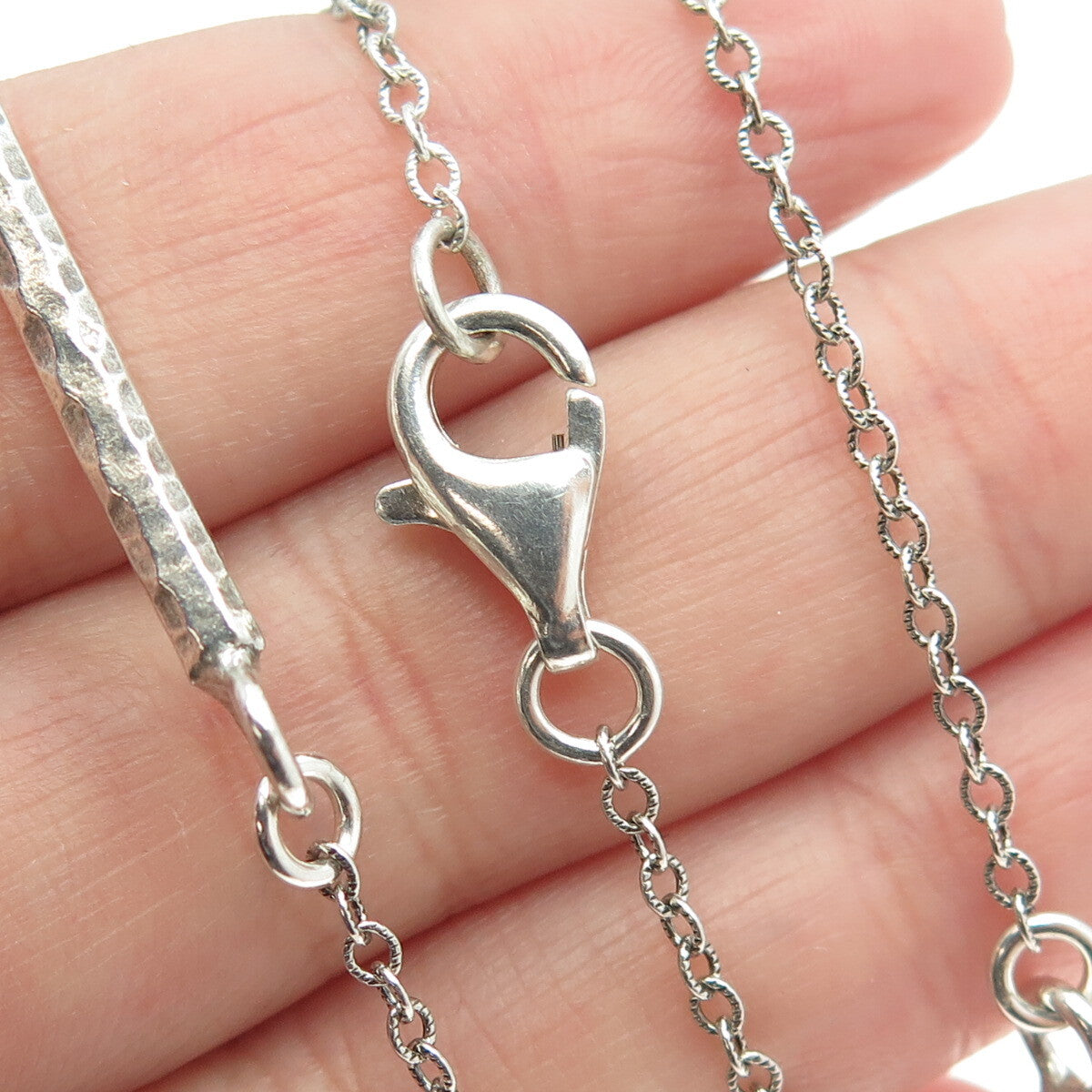 925 Sterling Silver Vintage Real Pearl Branch Modernist Bar Chain Necklace 18"