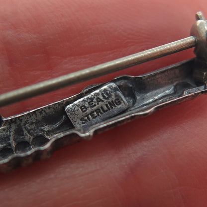 BEAU 925 Sterling Silver Vintage Clarinet Musical Instrument Oxidized Pin Brooch
