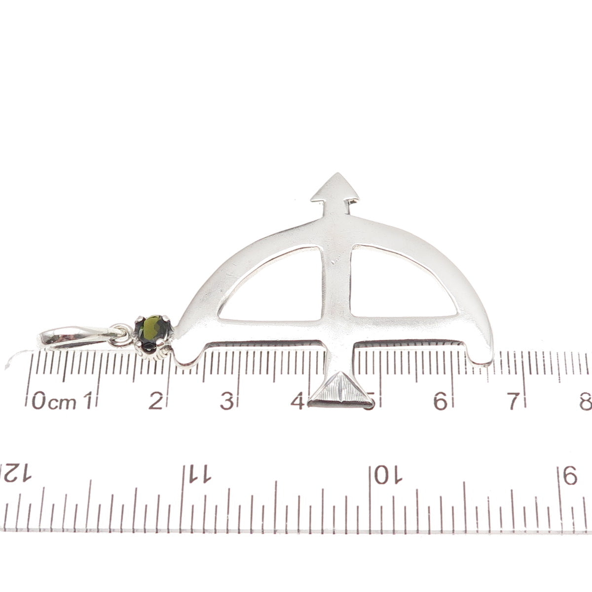 950 Silver Vintage Real Green Tourmaline Sagittarius Zodiac Sign Pendant
