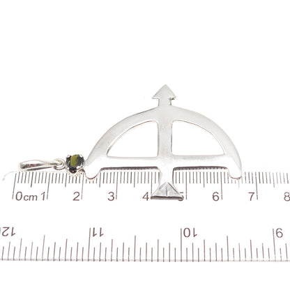 950 Silver Vintage Real Green Tourmaline Sagittarius Zodiac Sign Pendant