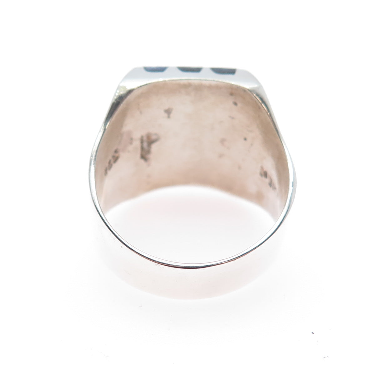 925 Sterling Silver Vintage Mexico Real Sodalite Modernist Ring Size 11