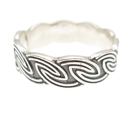925 Sterling Silver Vintage Celtic Oxidized Band Ring Size 12
