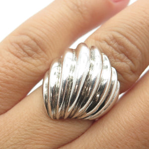 925 Sterling Silver Vintage Wavy Ribbed Modernist Ring Size 5