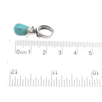925 Sterling Silver Vintage Real Tyrone Turquoise Modernist Charm Pendant