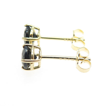 DEE BERKLEY JEWELRY 925 Sterling Silver Gold Plated Sapphire Gem Stud Earrings