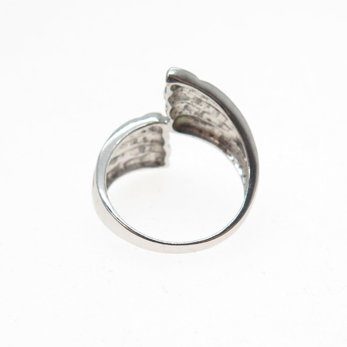 925 Sterling Silver Vintage Modernist Wings Bypass Ring Size 6