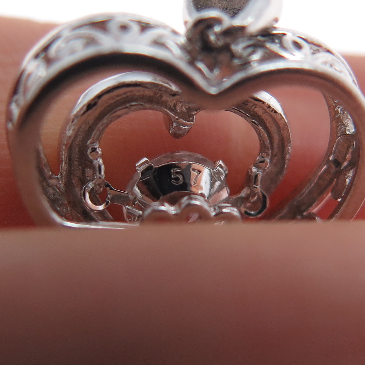 925 Sterling Silver Real Round-Cut White Topaz Heart Charm Pendant