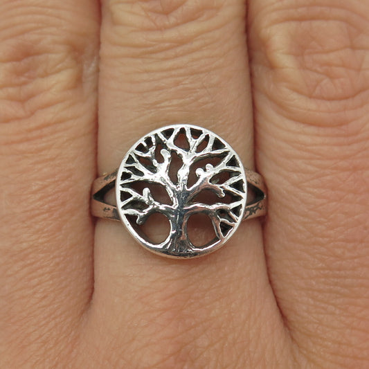 925 Sterling Silver Vintage Tree of Life Ring Size 8.75
