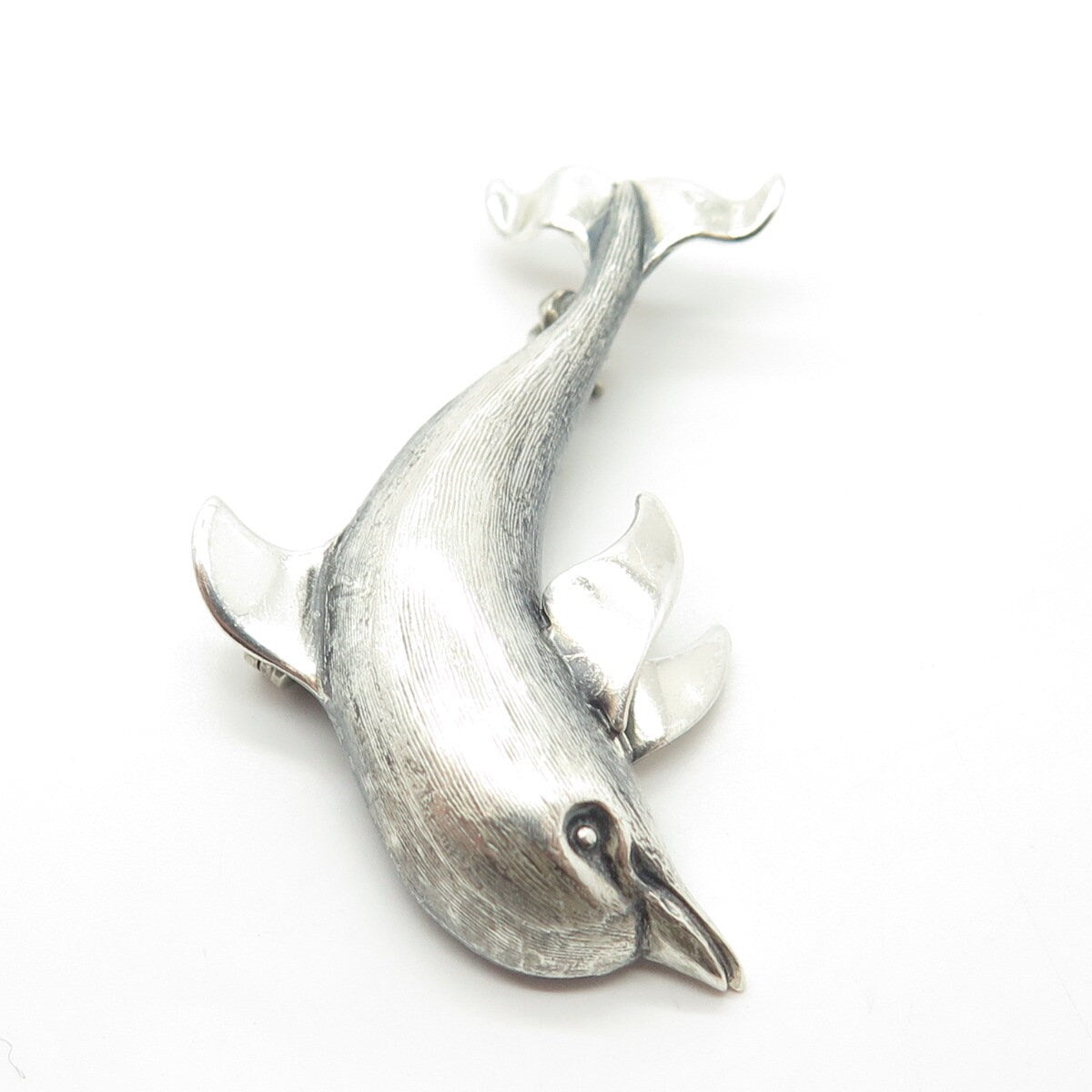 925 Sterling Silver Vintage Beau Friendly Dolphin Pin Brooch