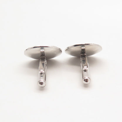 925 Sterling Silver Vintage Real Black Onyx Gemstone Tennis Cufflinks