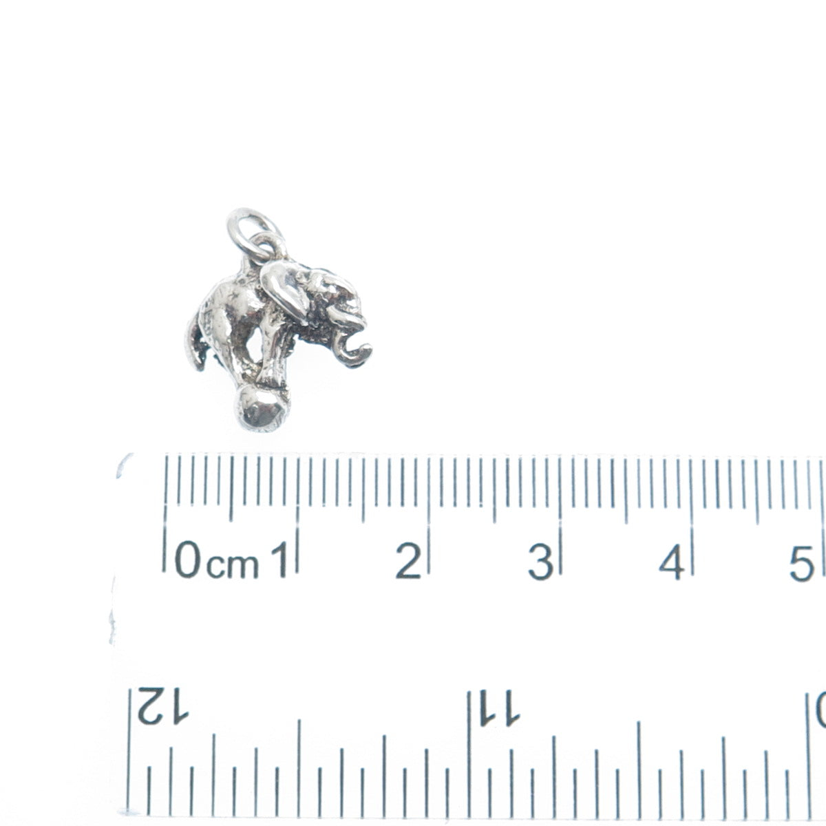 925 Sterling Silver Antique Art Deco Circus Elephant Minimalist 3D Charm Pendant