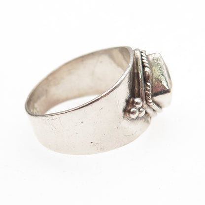 925 Sterling Silver Vintage Princess-Cut Smoky C Z Oxidized Ring Size 8.25
