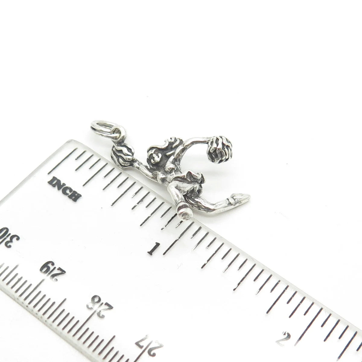 925 Sterling Silver Vintage Sun West Cheerleader 3D Charm Pendant