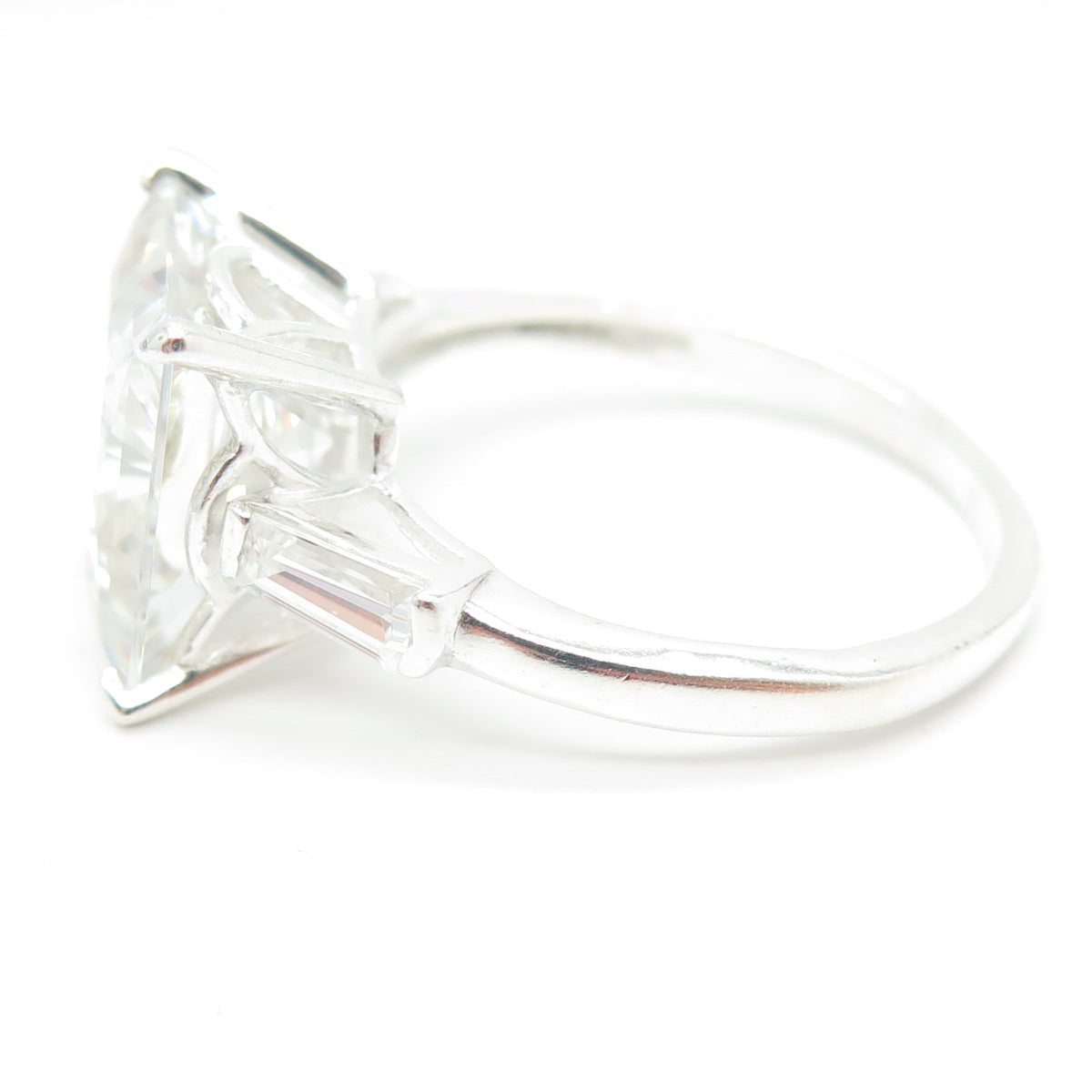 925 Sterling Silver Princess-Cut C Z Engagement Ring Size 11.25