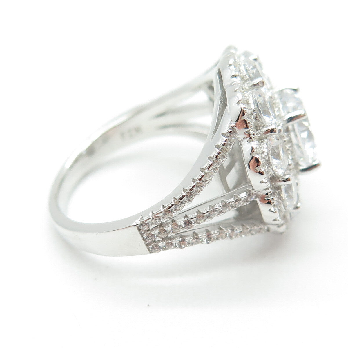 925 Sterling Silver Round-Cut C Z Ring Size 8