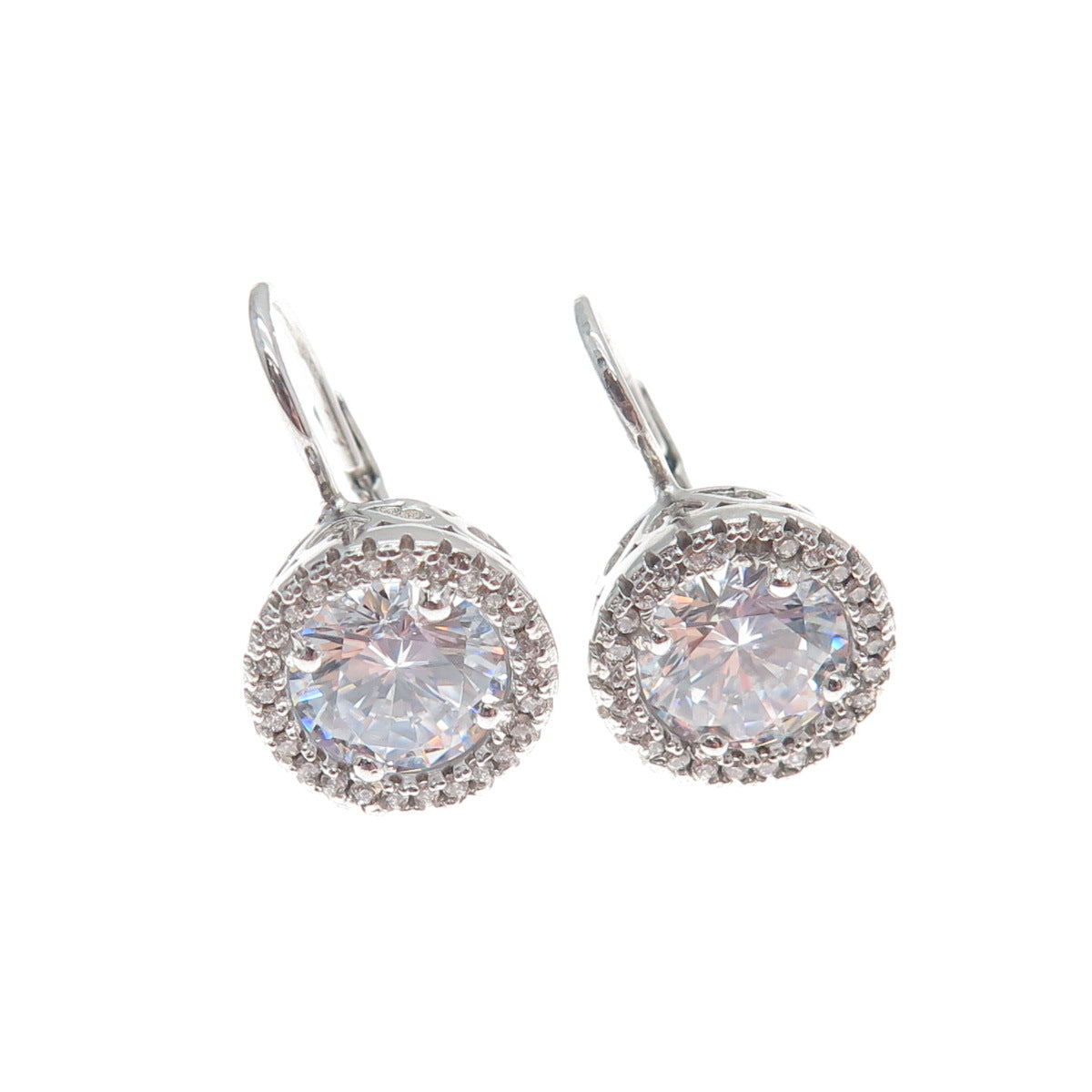 DBJ DEE BERKLE 925 Sterling Silver Round-Cut C Z Sparkle Earrings