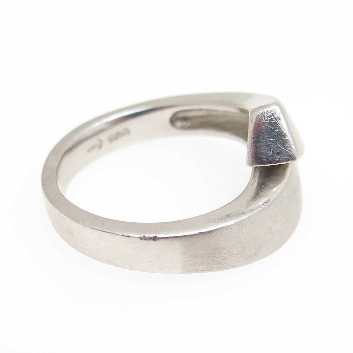 925 Sterling Silver Vintage Modernist Bypass Ring Size 7.25