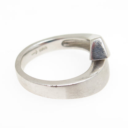 925 Sterling Silver Vintage Modernist Bypass Ring Size 7.25