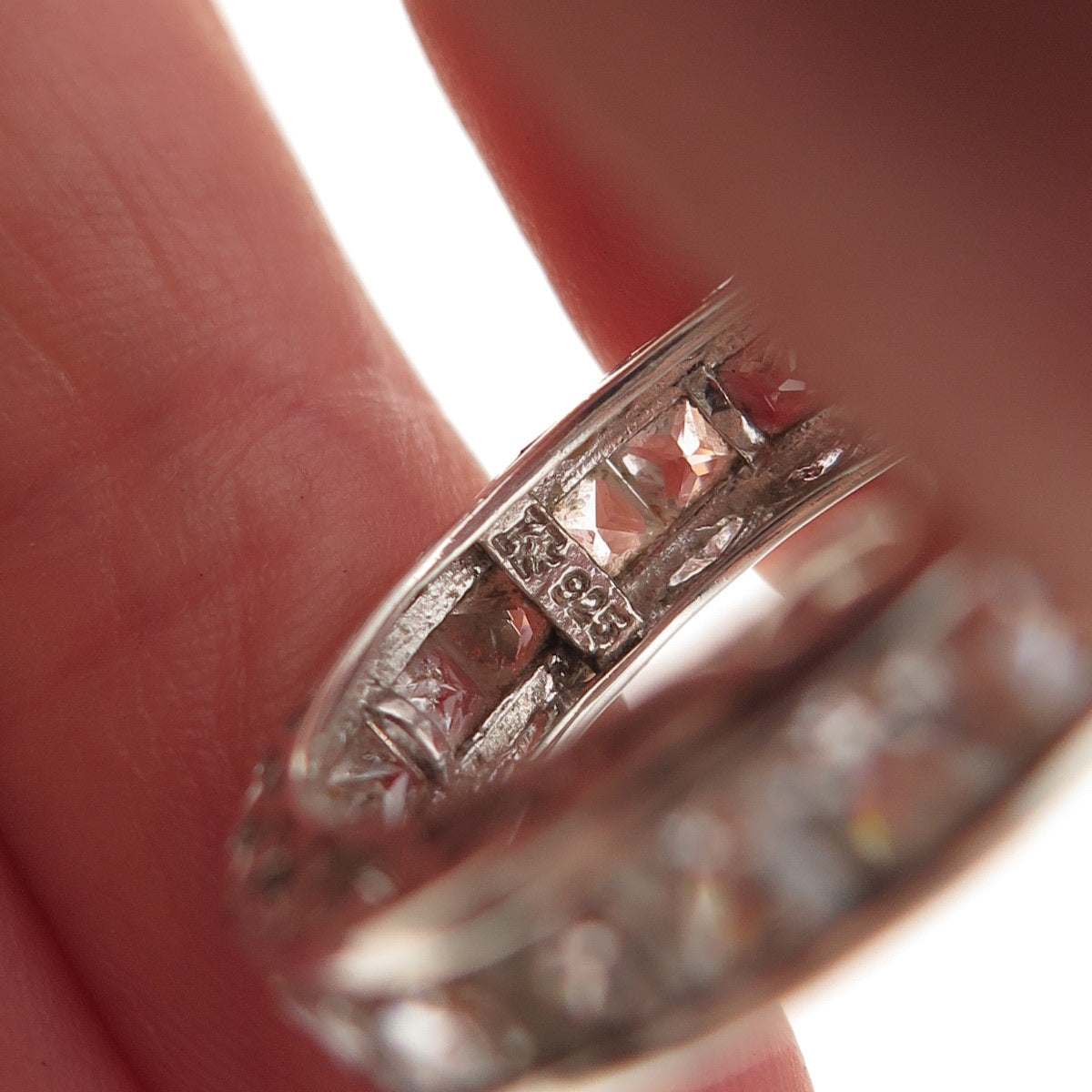 Key Star 925 Sterling Silver Princess-Cut C Z Eternity Band Ring Size 9