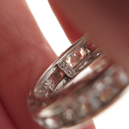 Key Star 925 Sterling Silver Princess-Cut C Z Eternity Band Ring Size 9
