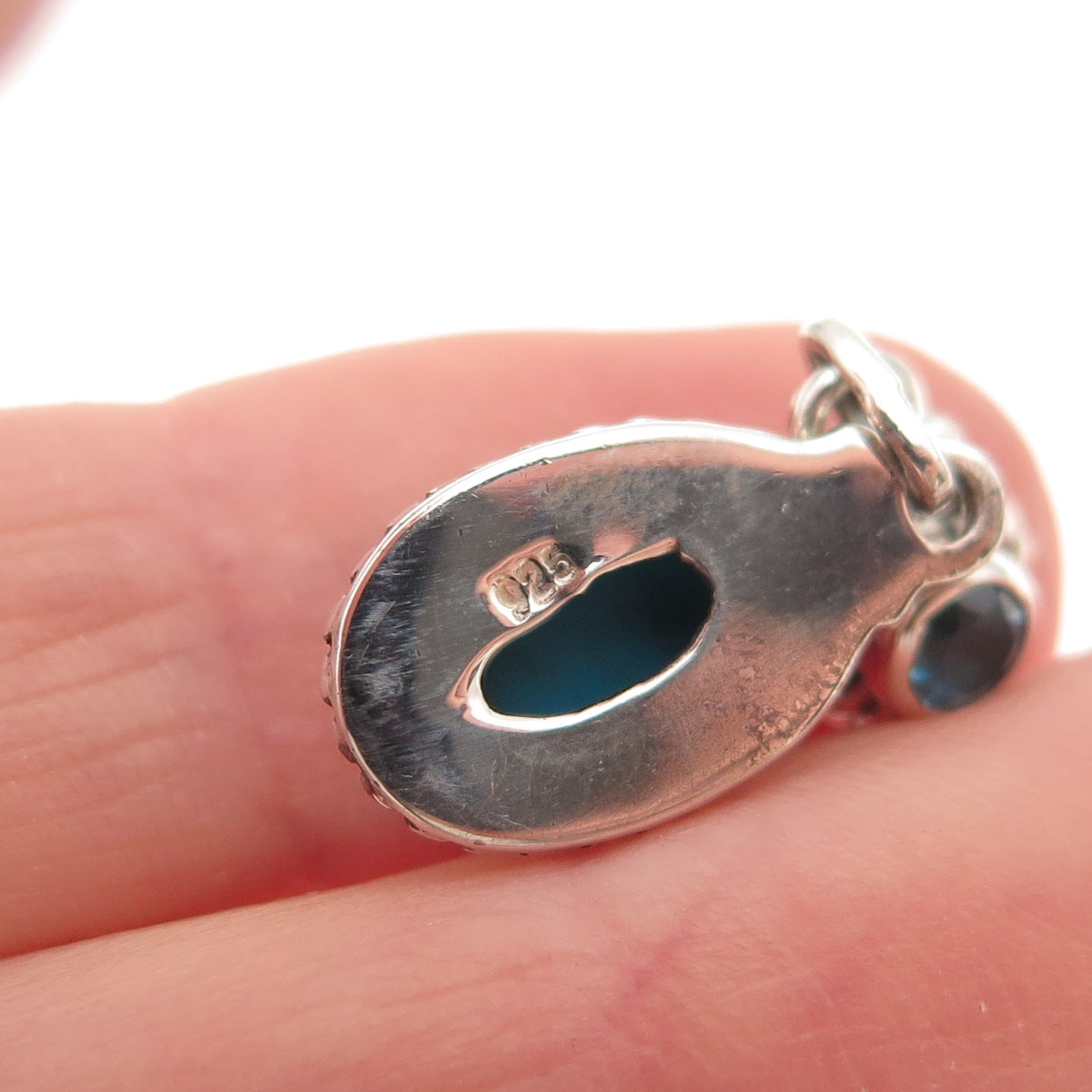 925 Sterling Silver Vintage Real Turquoise & London Blue Topaz Dangle Earrings
