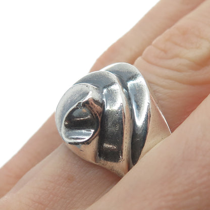 925 Sterling Silver Vintage Mexico Modernist Swirl Oxidized Ring Size 10