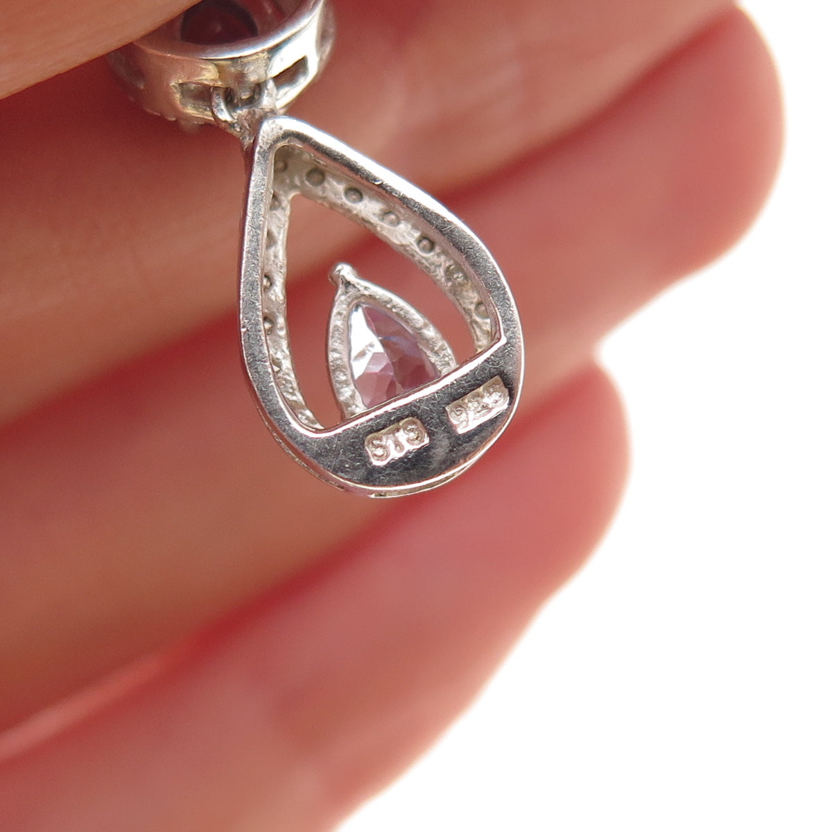 Chuck Clemency 925 Sterling Silver Real Diamond Accent & Tanzanite Necklace 18"