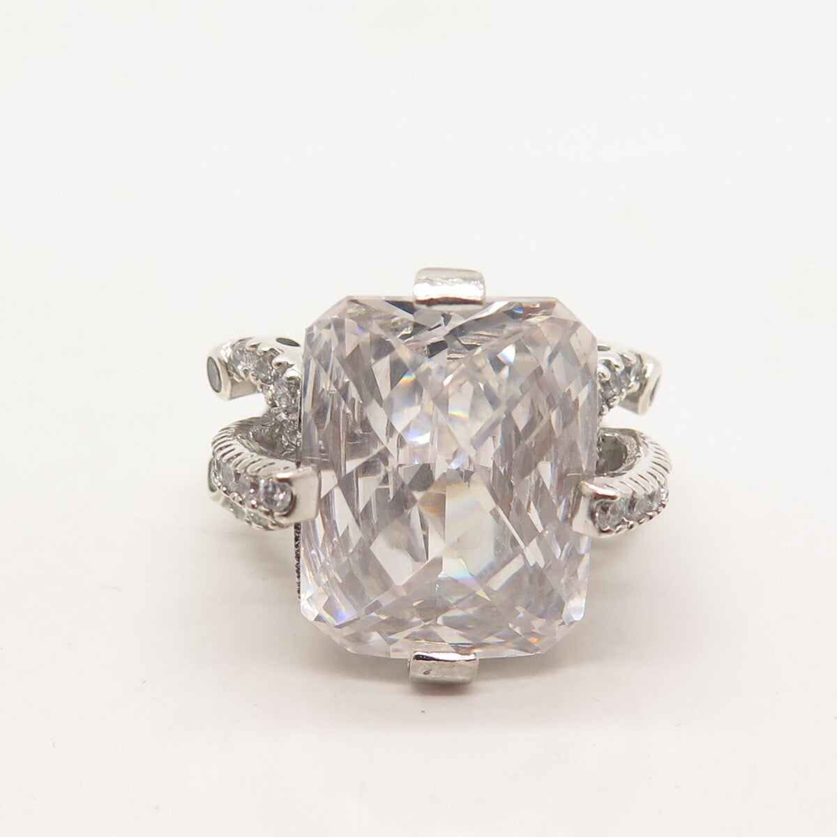 925 Sterling Silver Radiant-Cut C Z Ring Size 7.5
