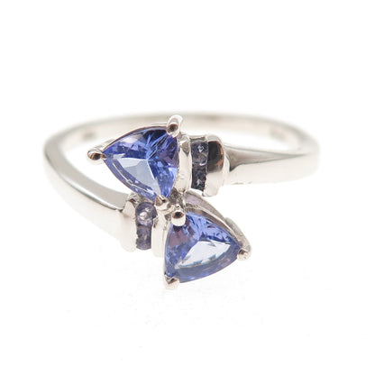 Chuck Clemency 925 Sterling Silver Real Tanzanite & White Topaz Ring Size 8