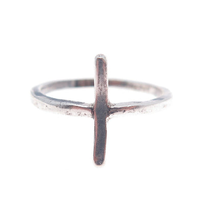 925 Sterling Silver Vintage Cross Oxidized Ring Size 5.75