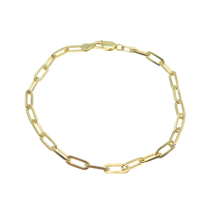925 Sterling Silver Gold Plated Italy Paperclip Link Bracelet 7.75"