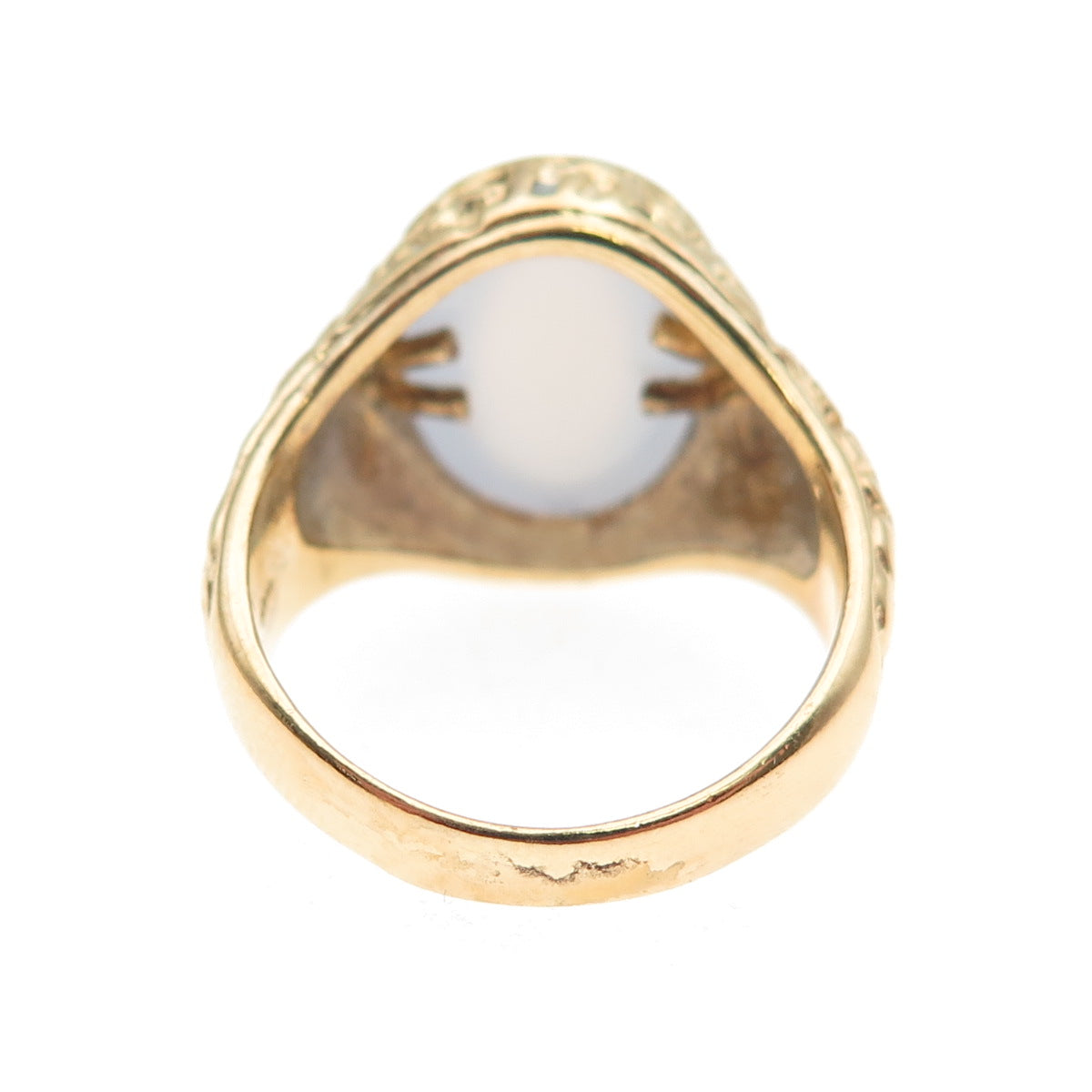 925 Sterling Silver Gold Plated Real Cabochon Chalcedony Nugget Ring Size 7