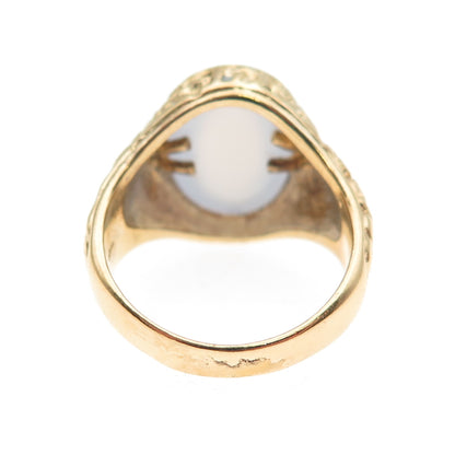 925 Sterling Silver Gold Plated Real Cabochon Chalcedony Nugget Ring Size 7