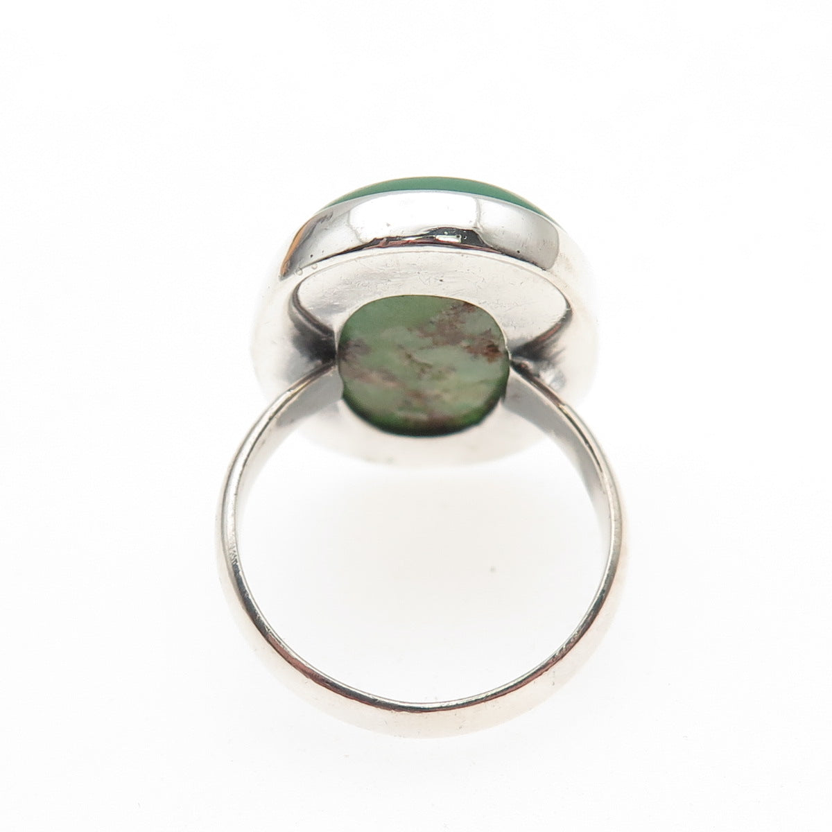 925 Sterling Silver Vintage Real Cabochon Chrysoprase Ring Size 7.5