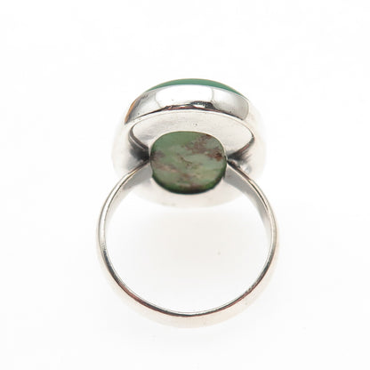 925 Sterling Silver Vintage Real Cabochon Chrysoprase Ring Size 7.5