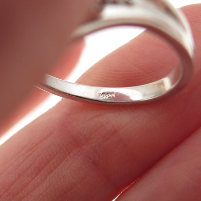925 Sterling Silver Round-Cut C Z Modernist Overlap Ring Size 7