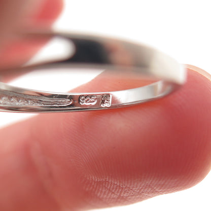 925 Sterling Silver Real Round-Cut Diamond Fleur de Lis Ring Size 7