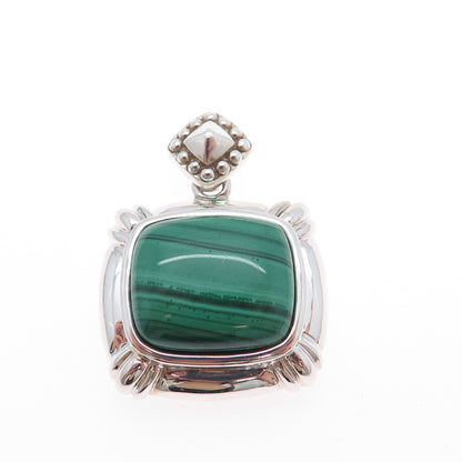 MICHELLE ALBALA 925 Sterling Silver Vintage Real Malachite Charm Pendant