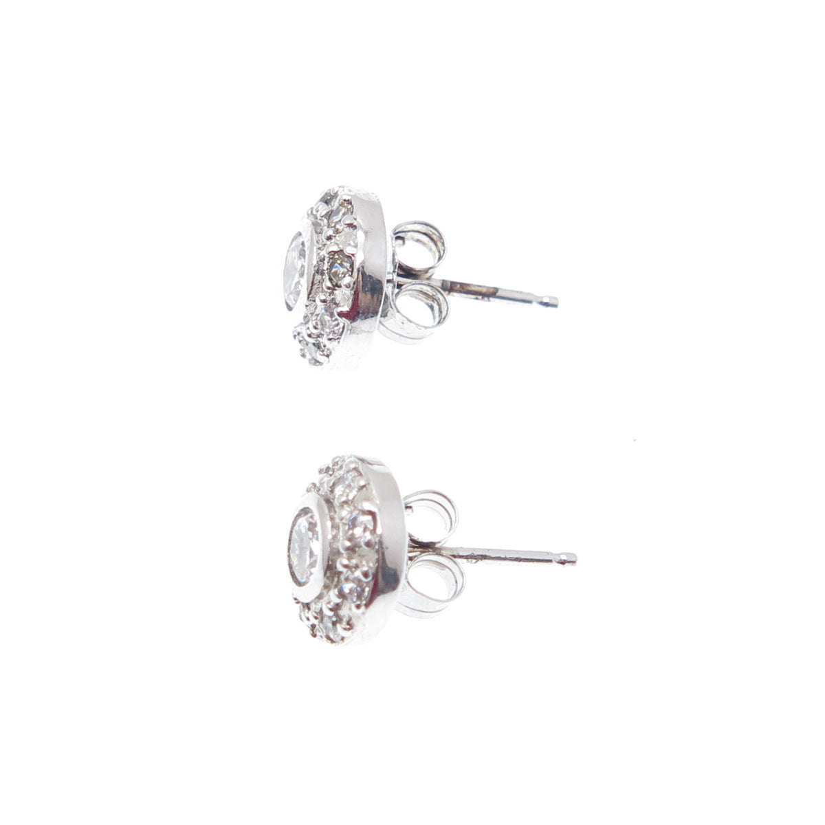 925 Sterling Silver Round-Cut Shaped C Z Sparkle Stud Earrings