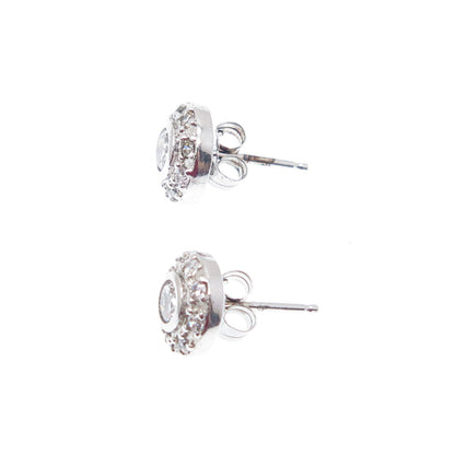 925 Sterling Silver Round-Cut Shaped C Z Sparkle Stud Earrings