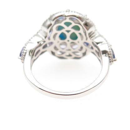 Chuck Clemency 925 Sterling Silver Real Turquoise & Tanzanite Ring Size 8