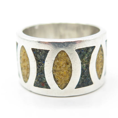 SARITASCO 925 Sterling Silver Vintage Mexico Jasper Azurite Gem Ring Size 7.75
